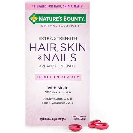 Nature's Bounty Optimal Solutions Hair, skin and nails argan oil infused with biotin Extra Strength, 150 Count