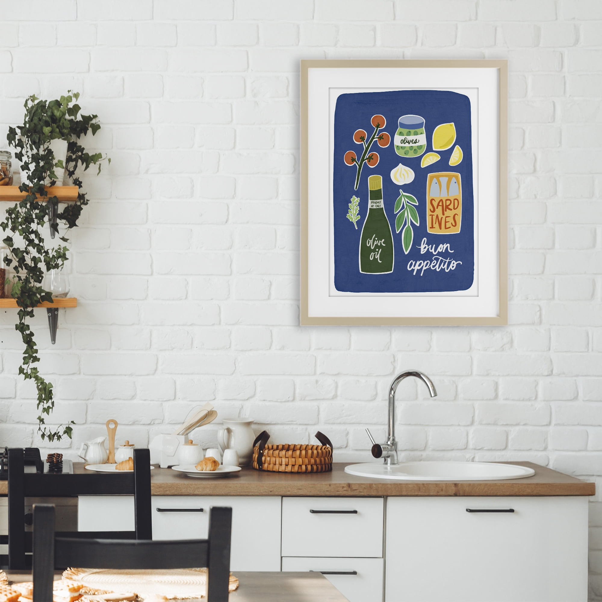 Stupell Industries Italian Kitchen Necessities Birch Framed Print Under Glass, design by Amanda Houston