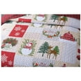 thumbnail image 6 of MarCielo  Christmas Patterned Red and Green 3-piece Quilt Set Queen, 6 of 6