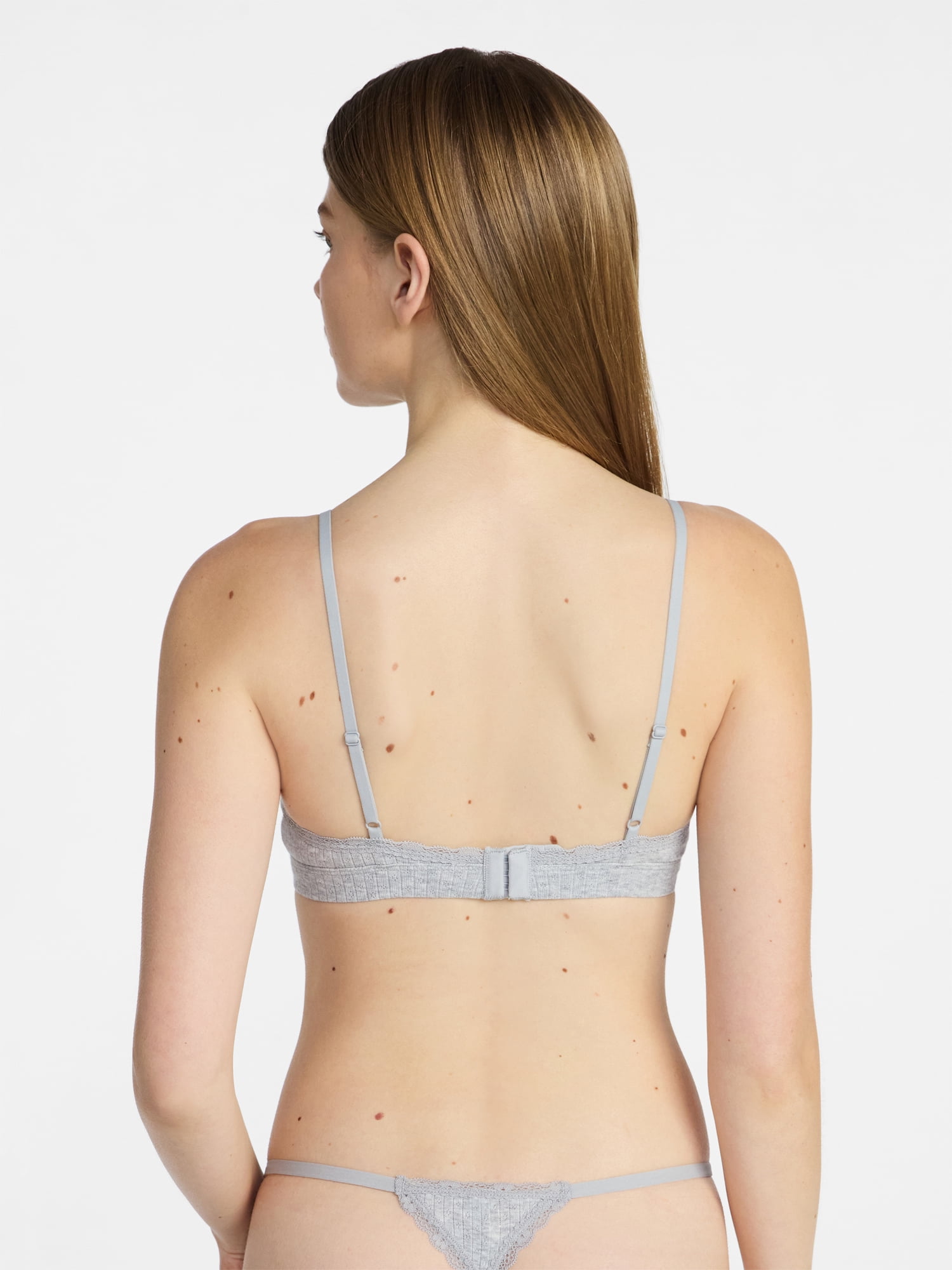 No Boundaries Cotton Pointelle Bralette and Thong Set, 2-Piece, Sizes XS-XXXL