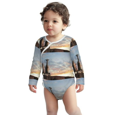 

Fotbe Elephant Giraffe Pattern Unisex-baby Long-sleeve Bodysuit Long Sleeve Bodysuits One-piece 100% Organic Cotton for Infant Baby Boys Unisex-18 Months