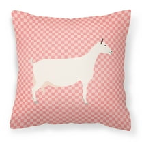 Carolines Treasures BB7889PW1414 Saanen Goat Pink Check Fabric Decorative Pillow, 14 x 14 in.