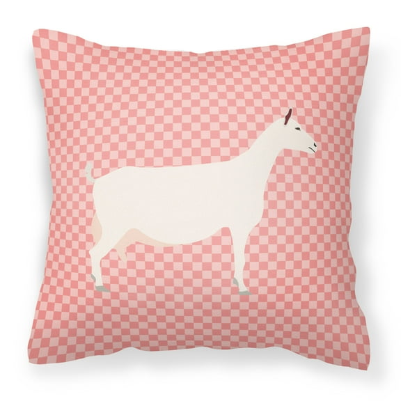 Carolines Treasures BB7889PW1414 Saanen Goat Pink Check Fabric Decorative Pillow, 14 x 14 in.