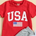thumbnail image 6 of HCNTES Toddler Boys Independence Day 4 Of July Short Sleeve Letter Prints T Shirt Tops Shorts Outfits 2-3 Years Red, 6 of 9