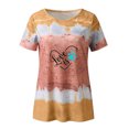 thumbnail image 4 of Mujeres Casual Cuello Redondo Manga Corta Estampado Jersey Blusa Camiseta Tops Sueltos OAVQHLG3B Store  lin121212, 4 of 4