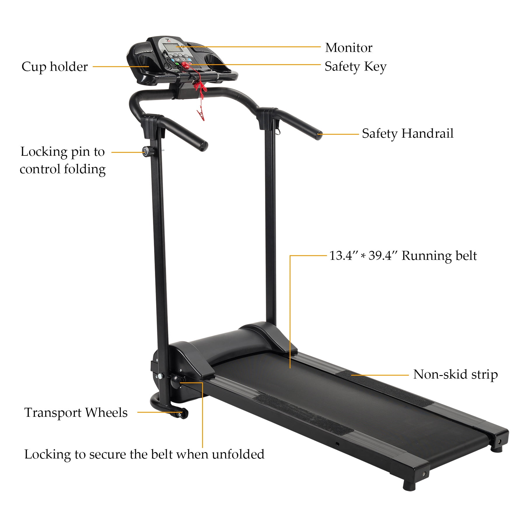 Foldable Fitness Health Running Machine Equipment Motorized