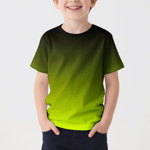 RKSTN Chemises Filles Unisexe Imprimé Dégradé Mode Manches Courtes Col Rond Décontracté Respirant Confortable Printemps Été T-Shirt Sportif pour 2-13 Ans