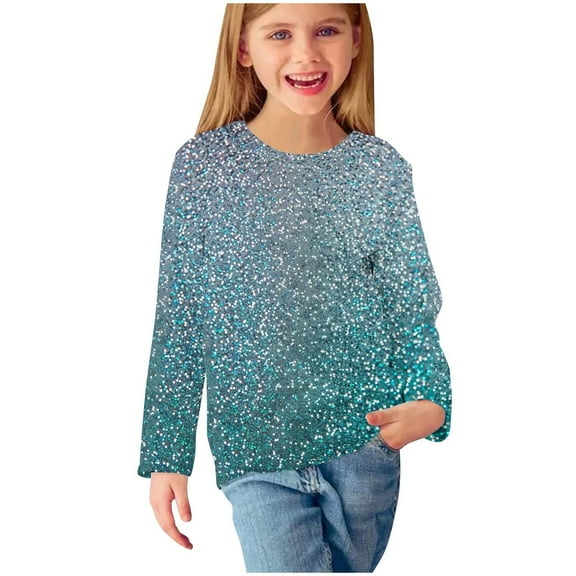 Jalioing Toddler Kids Long Sleeve Print Shirts Boys Girls Crew Neck Fashion T Shirts Spring Casual Pullover Tops