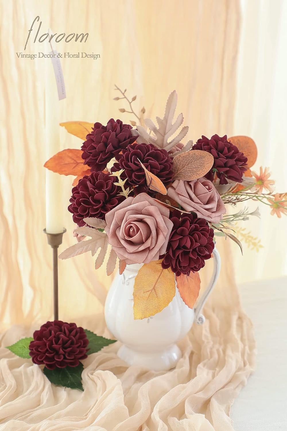 Artificial Dahlia Flowers 25pcs Real Looking Navy Blue Foam Fake Roses with Stems for DIY Wedding Bouquets Bridal Shower Centerpieces Floral Arrangements Party Tables Home Decoration