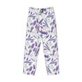 thumbnail image 4 of Goofa Lavender Flowers Printed Soft Pajama Pants for Men, Wide Leg Comfy Casual Lounge Yoga Pants-, 4 of 9