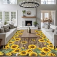thumbnail image 3 of 6'x9' Area Rugs, Sunflower Indoor Outdoor Area Rug for Living Room Bedroom, Brown Wood Grain Rustic Farmhouse Bee Washable Bathroom Rugs Kitchen Floor Carpet Mats Home Decor Aesthetic, 3 of 8