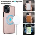 thumbnail image 7 of Designed for iPhone 15 Plus Case Strong Magsafe, Vintage PU Leather Soft Snap-on Back Cover Slim Protective Shockproof Wireless Charging Phone Case Cover for iPhone 15 Plus, Rosegold, 7 of 7