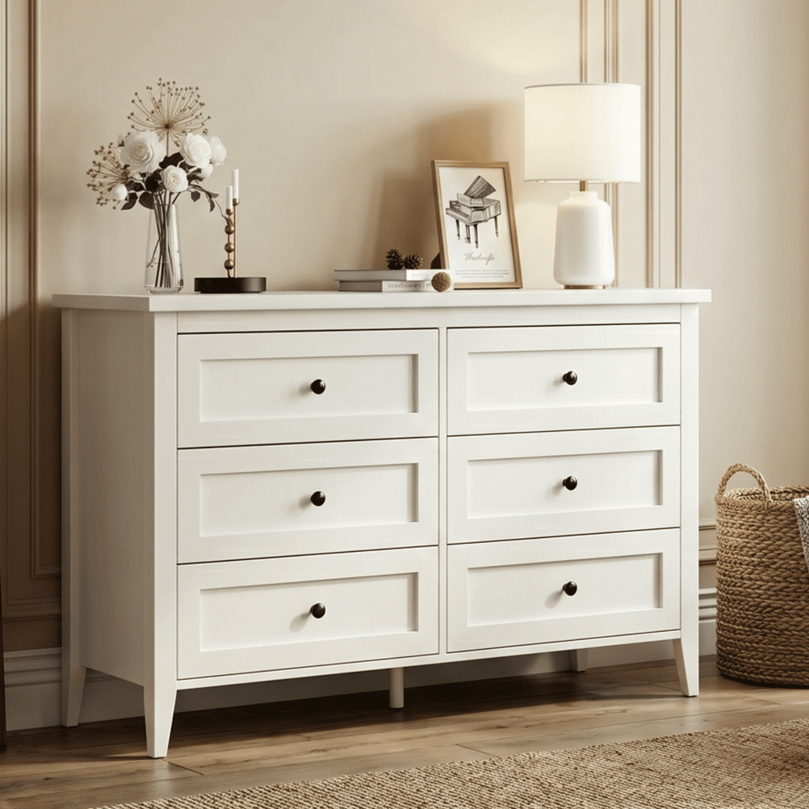 RichYa 6 Drawer Dresser for Bedroom,Chest of Drawers with Metal