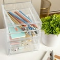 thumbnail image 3 of Martha Stewart Brody 2 Pack Plastic Stackable Office Desktop Organizer Boxes with 2 Drawers, 6" x 7.5", 3 of 10