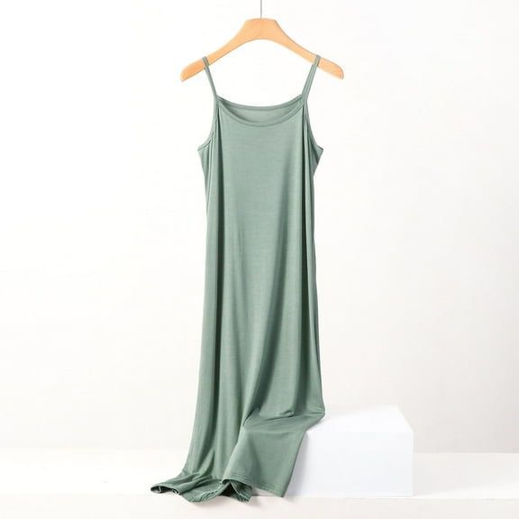 USSUMA Summer Dresses for Women 2025 Summer Dresses Sleeveless Square Neck Casual Plus Size Dress Solid Color Camisole Loose Fit Maxi Dress Trendy Dresses Dresses Outdoor Army Green Dress Size-XXL
