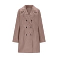 thumbnail image 2 of Trench Coat Women Double Wool Blend Overcoat with Notch Lapel Design Lined Peacoat Womens Coat (RD2 XL), 2 of 5