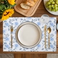 thumbnail image 4 of Blue Spring Floral Placemats Set of 6, Flowers Leaves Pastoral Botanical Placemats for Dining Table, Place Mats for Kitchen Tabletop, Waterproof Wipeable Dining Table Mats Set, 4 of 9