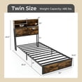 thumbnail image 4 of GVN Sturdy Bed Frame, Bedroom Platform Bed Frame,Twin/Full/Queen/King Size Bed Frame with Storage Headboard Industrial Metal Platform Bed-Twin Size, 4 of 9