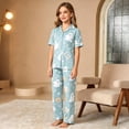 thumbnail image 2 of HAYIMI Kids Halloween Girls Spring Autumn Button Short Sleeve Lapel Blouse Tops Long Pants Pajama Set Casual Homewear, 3-4 Years, 2 of 4