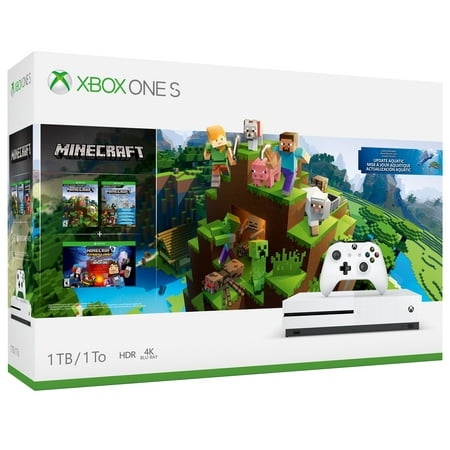 Microsoft Xbox One S 1TB Minecraft Bundle, White, (Best Java For Minecraft)