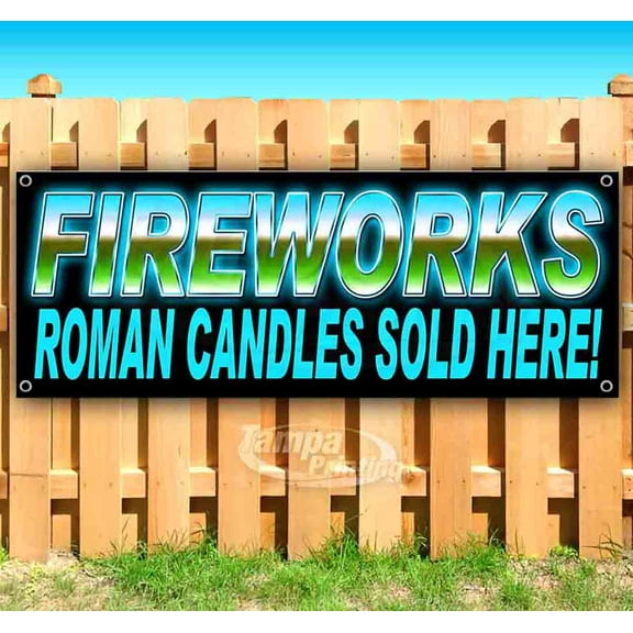 Fireworks Spinners Bl 13 oz Vinyl Banner With Metal Grommets