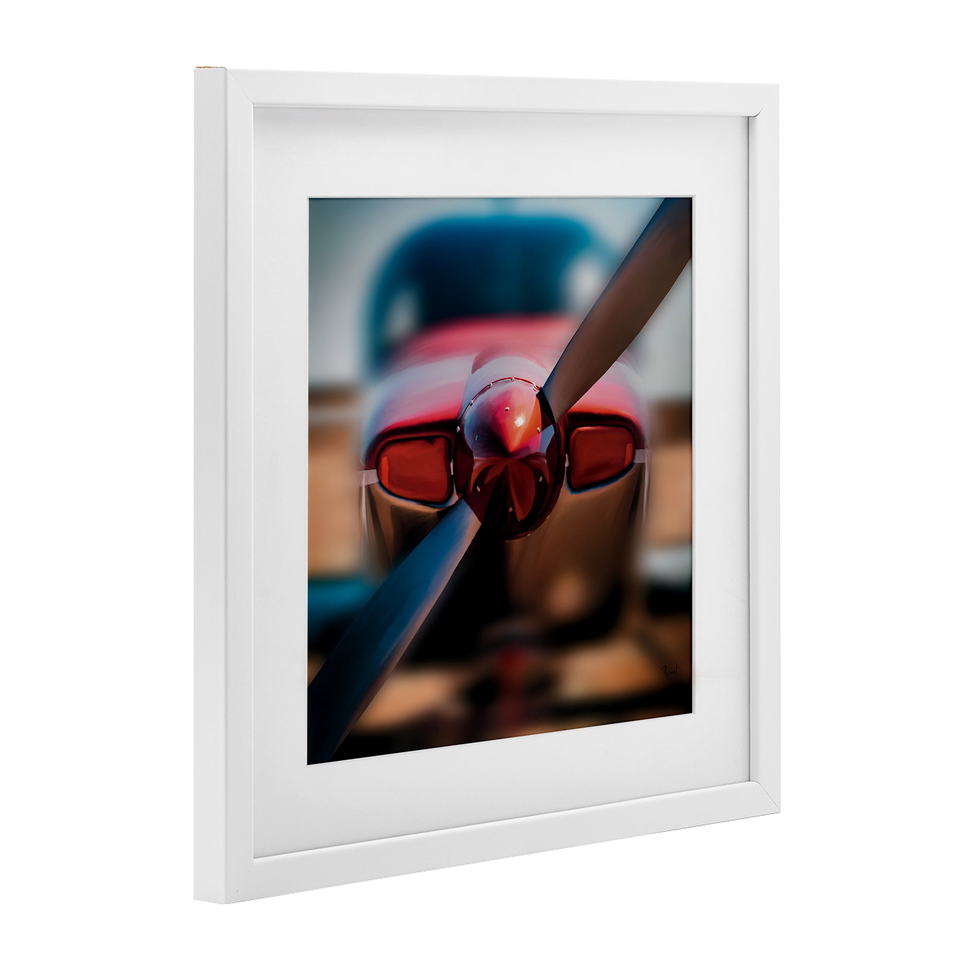 Stupell Industries Red Aircraft Propeller White Framed Print Under Glass, design by Renel Peters