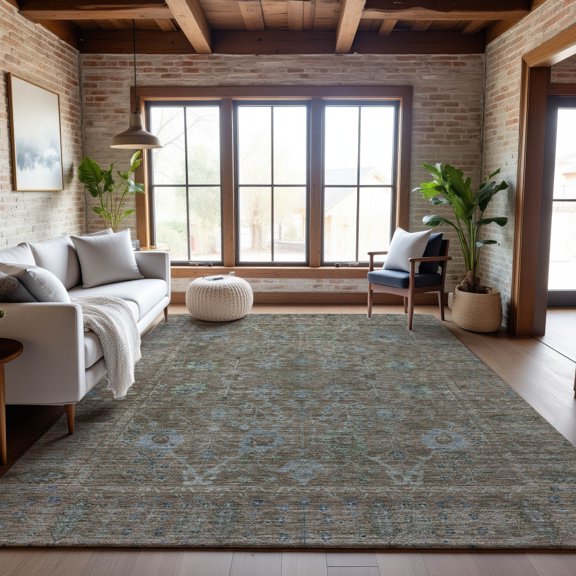 Addison Rugs Mayfield Premium Machine Washable Traditional Global Brown Rectangle Rug, 9' x 12'