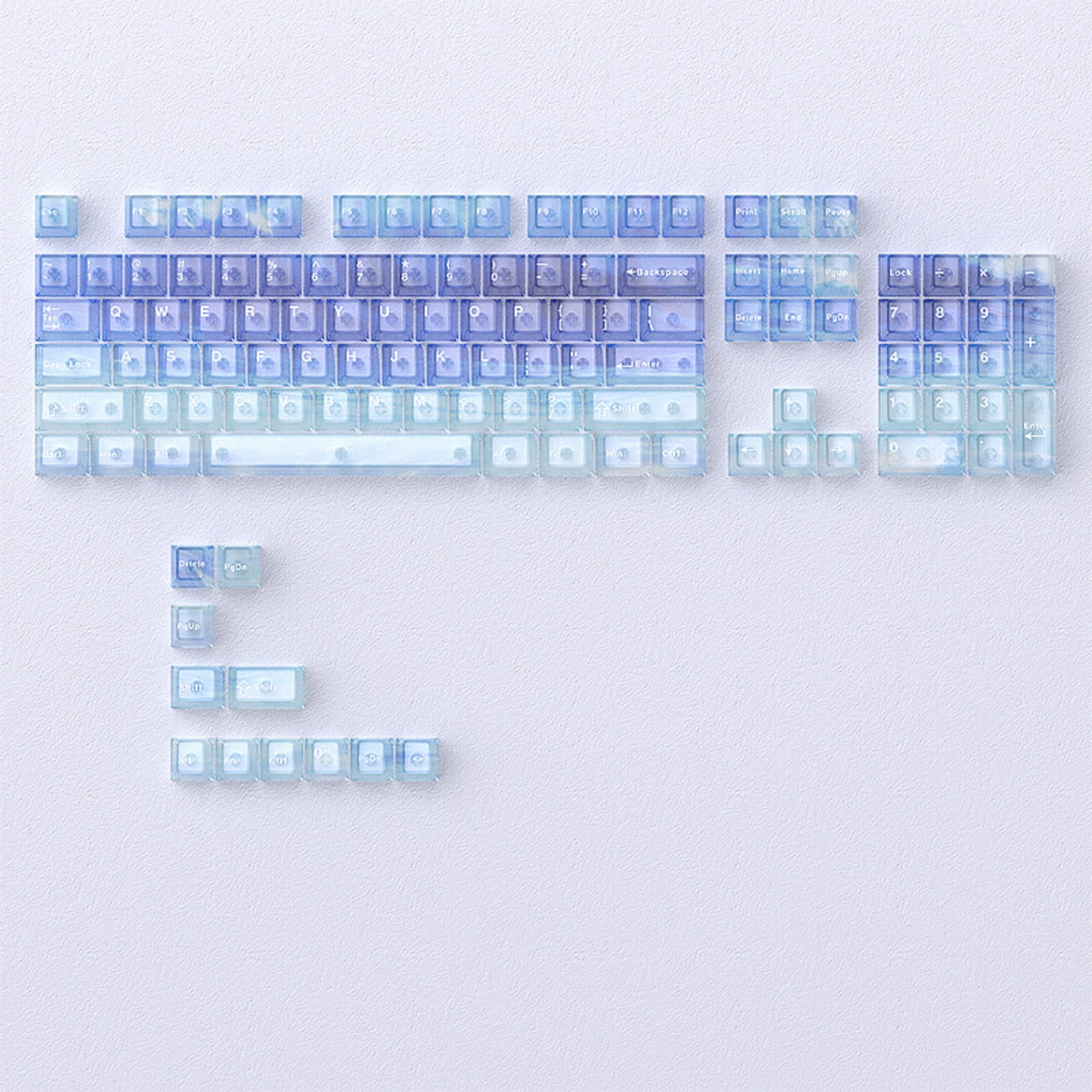 Transparent Gaming Keycaps Multi-Color 60 / 75 / 104 Layouts