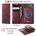thumbnail image 4 of CaseMe Wallet Case for iPhone Air Compatible with Magsafe, 2-in-1 PU Leather【RFID Blocking】Flip Card Holder Stand Shockproof Magnetic Detachable Cover for iPhone Air 6.5",Wine Red,For iPhone Air, 4 of 10