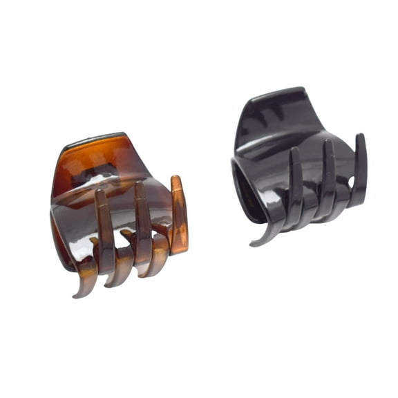 Parcelona French Neo Small Black N Shell Covered Spring Celluloid Hair Claw Clip