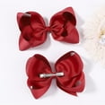 thumbnail image 4 of 2PCS 6" Big Hand-made Grosgrain Ribbon Solid Color Hair Bows Alligator Clips Hair Accessories for Little Teen Toddler Girls Kids, 4 of 6