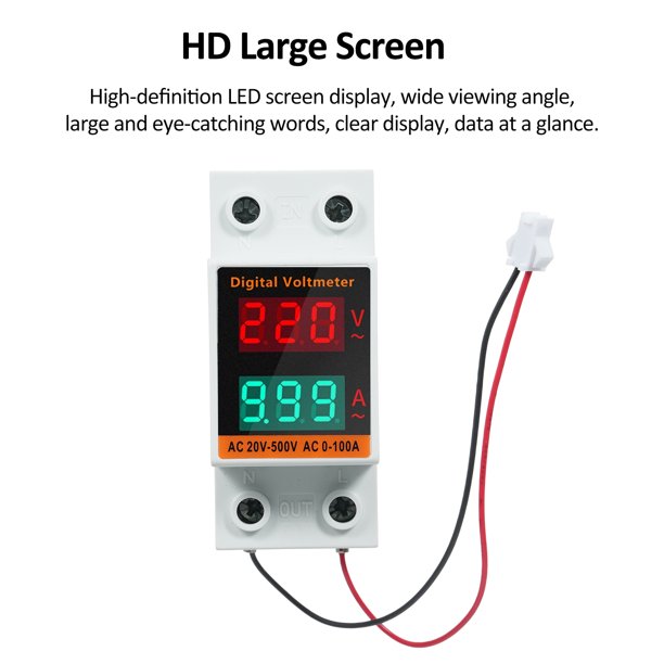 Fase Digital Medidor de Energía de Una Sola Fase Con Transformador Multifuncio Din Rail Meter AC20V ~ 500V 0 ~ 99.9a Voltímetro de Amperios amps MultiMetro