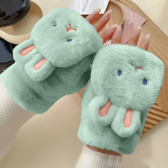 MITCOWBOYS winter gloves Womens Fox Gloes Winter Plush FauxFur Cute Mitten gloves for women cold weather