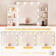 thumbnail image 4 of BEWISHOME White Vanity Desk with Mirror Lights and Stool, Power Outlet, Glass Tabletop, 9 Drawers, 3-Mode LED, 4 of 7