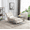 Beige, variant on Velvet Accent Sofa, Modern Long Lounger Leisure Concubine Sofa with Acrylic Feet & Lumbar Pillow, Chaise Reclining Lounger Barrel Sofa for Office or Living Room, Silver