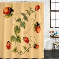 thumbnail image 2 of Ladybugs Eucalyptus Shower Curtain, Waterproof Shower Curtains for Bathroom, Spring Botanical Leaves Yellow Washable Fabric Bathtub Curtain Set Bath Decor with 12 Hooks Extra Long 72"x96", 2 of 8