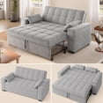 thumbnail image 1 of Sofá Cama Futón Convertible 3 en 1 de Lino, Sofá Cama Tamaño Queen con Sofá Extraíble, Reposabrazos con Espacio de Almacenamiento y Respaldo Ajustable para Sala de Estar, Gris claro, 1 of 9