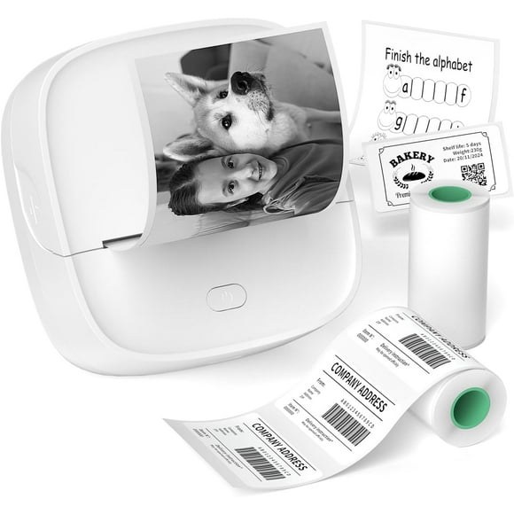 Sticker Printer Mini tooth Thermal Printer with Rolls Paper Tape Portable Pocket Label Maker with Smart App for Phone Tablet