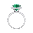 thumbnail image 3 of SuperJeweler 5 1/2 Carat Cushion Cut Created Emerald and Halo Diamond Ring In Sterling Silver For Women, 3 of 6