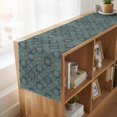 thumbnail image 6 of Green Mediterranean Table Runner, Vintage Abstract Geometric Floral Texture Washable Cotton Linen Table Runners 60 Inches Long, Dresser Scarf Runner for Coffee/TV Stands/Kitchen/Cabinets 13''x60'', 6 of 9
