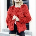thumbnail image 4 of Women'S Fashion Cropped Faux Fur Jacket Long Sleeve Open Front Winter Jacket Shaggy Fleece Warm Outerwear Fall Clothes, 4 of 4