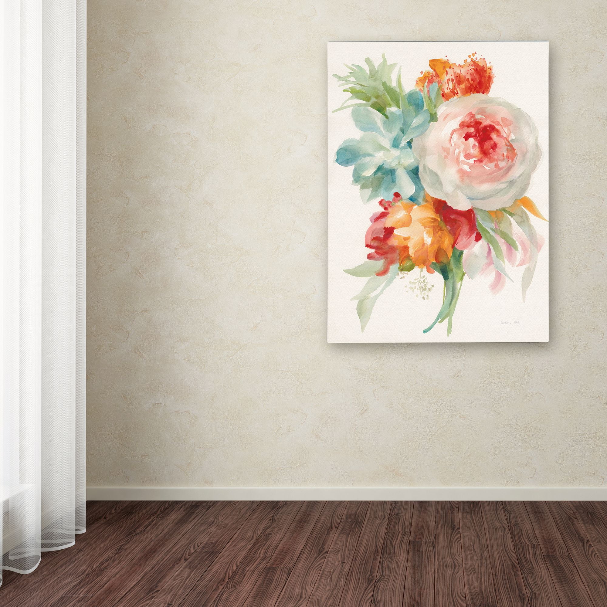 Trademark Fine Art 'Garden Bouquet I Orange Red' Canvas Art by Danhui Nai