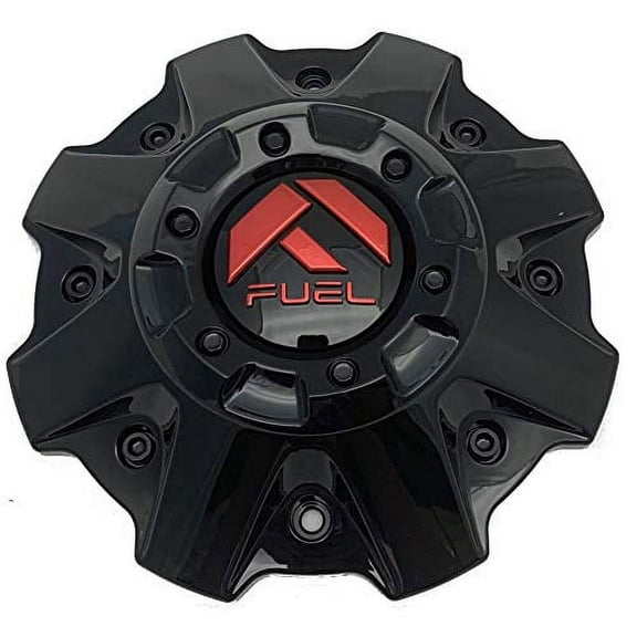 Fuel Gloss Black with RED Emblem Wheel Center Cap Set of Four (4) 1001-81GBQ