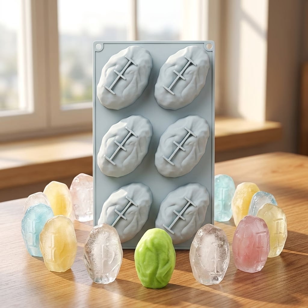 6-Cavity Pistachio Silicone Ice Cube Tray - Reusable Food Grade Molds for Drinks, Cocktails, Baking, Mousse, and Fondant Multifunctional food mold