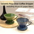 thumbnail image 2 of Ceramic Coffee Dripper includes 50 Filters 01 Pour Over Coffee Maker Porcelain V 60 Hand Brewed Set Pottery Artisanal Drip Brew Barista Gift for 1-2 People Travel Camping Office Home, 2 of 9
