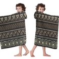 thumbnail image 4 of Brown Geometric Triangle Square Pattern Hooded Bath Towel，60"x35" for Ages 3 To 12 Kids, Quick Dry Lightweight Soft Microfiber Hood Beach Towel Cover Up for Kids, 4 of 7