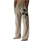 thumbnail image 2 of Pantalones largos de lino para hombre, pantalones holgados de playa con estampado hawaiano, cintura elástica y cordón ajustable, estampado en caliente., 2 of 5
