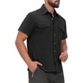 thumbnail image 4 of INSPIRE CHIC Men's Solid Cargo Shirt Two Pockets Short Sleeve Utility Shirts XL Black, 4 of 5