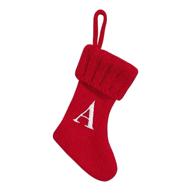 6Pc 2026 New Knit Embroidered Christmas Stockings with Initials Hanging Personalized Christmas Stockings Red Xmas Stocking Fireplace Family Hanging Christmas Tree Decorations