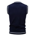 thumbnail image 3 of Domuza Sweater Vest Men Vintage Casual Sleeveless V Neck Regular Fit Knitt Sweaters Fall Winter Thermal Fashion Soft Comfortable Vest Top Navy L, 3 of 4
